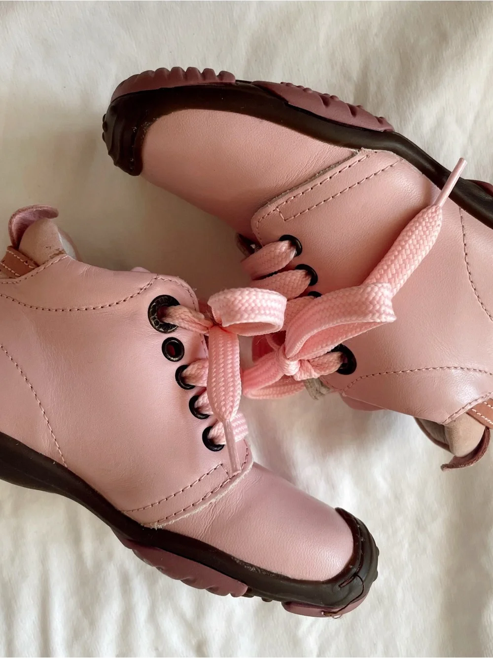 PRIMIGI Kids Baby Boots Pink Leather Lace Up Walkers Sneakers Made In Italy